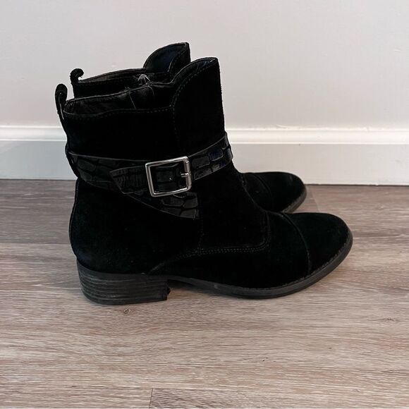 Donald j pliner‎ black leather suede western buckle ankle boots - Picture 4 of 7